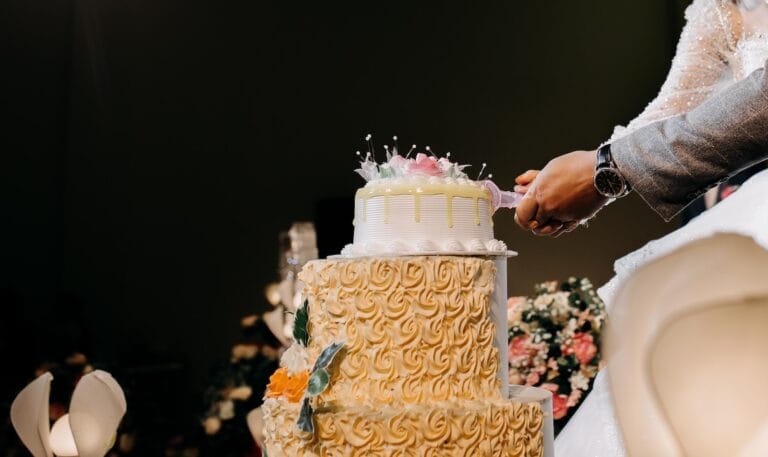 yellow and white floral cake